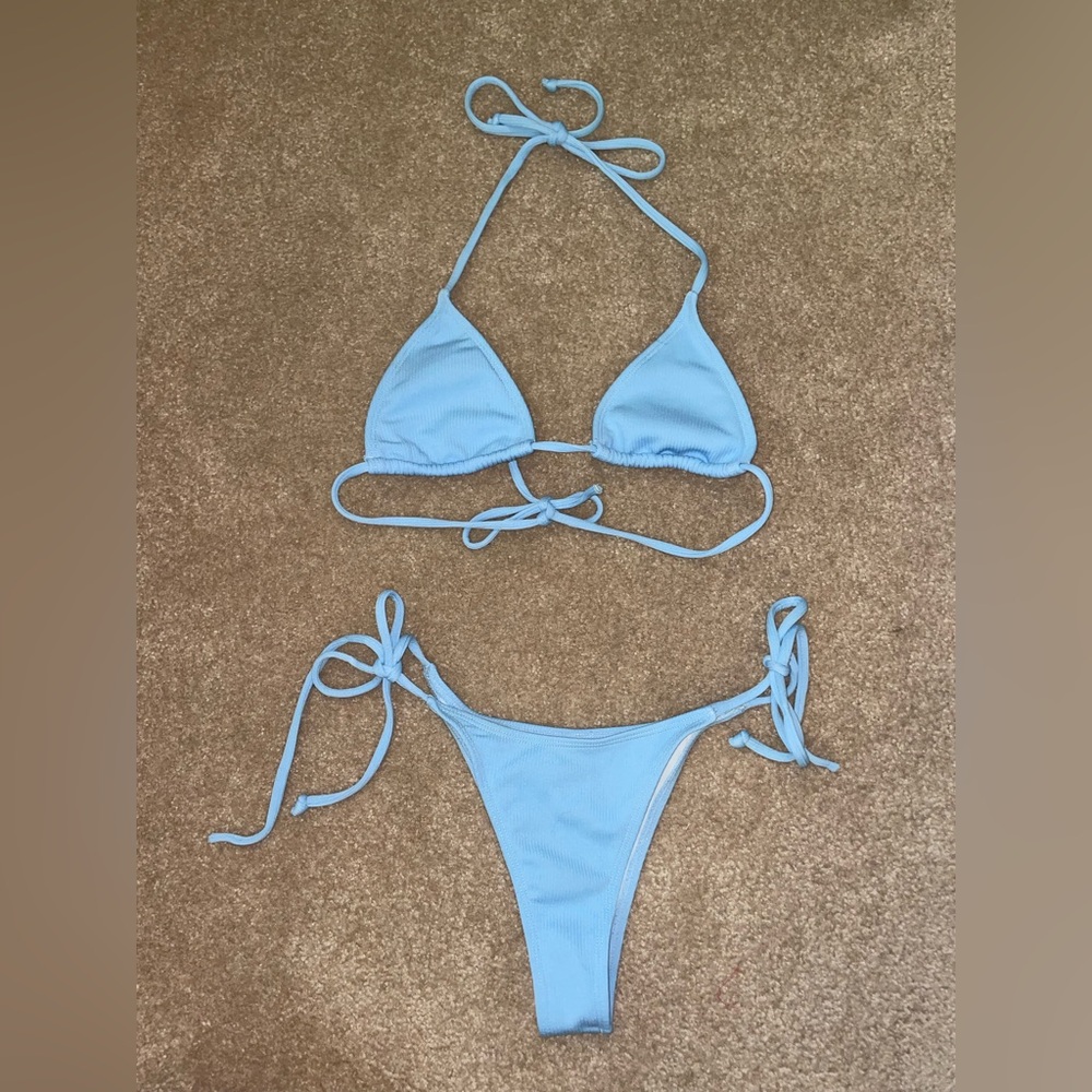 women’s blue tie bikini